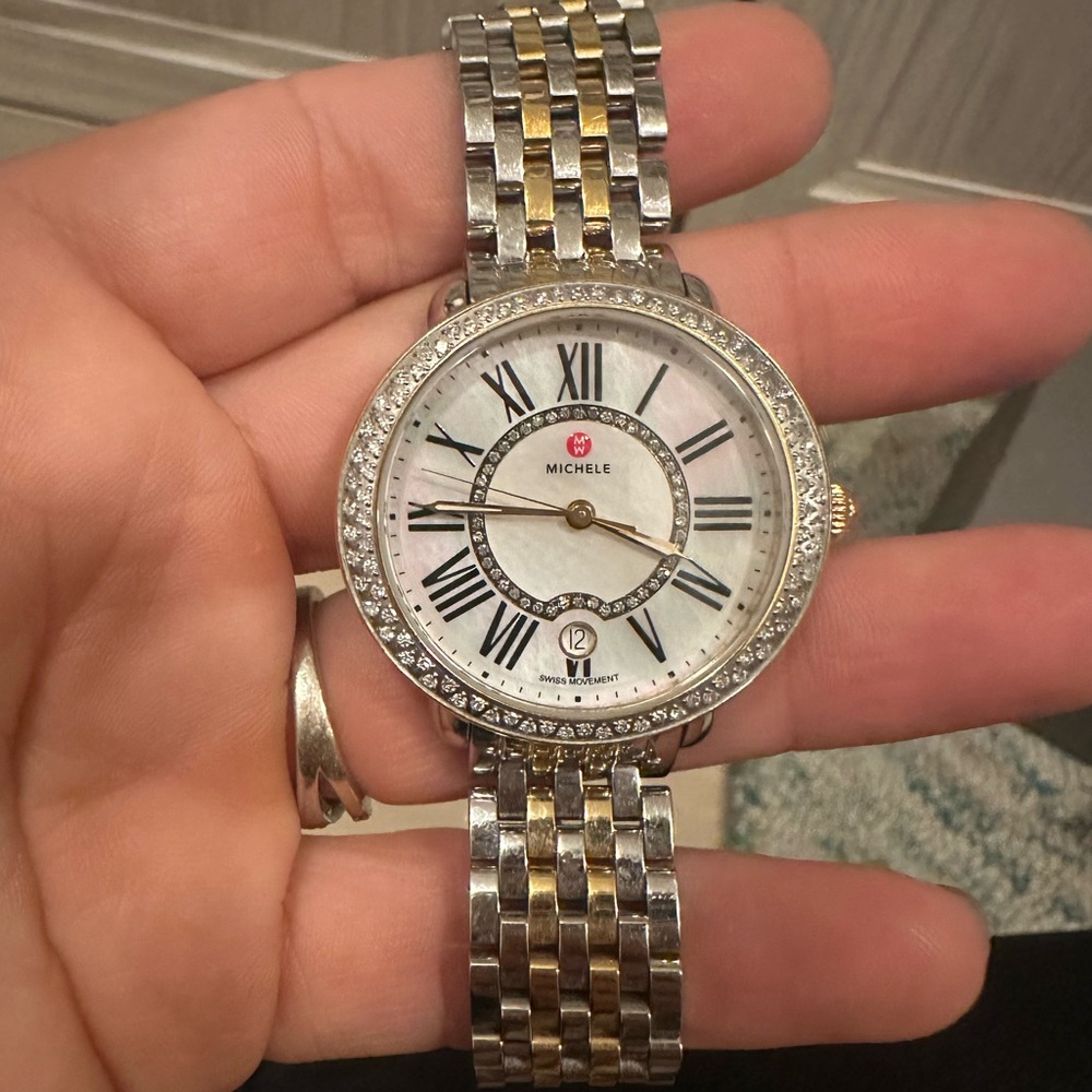 Michele Diamond Accent Two Tone Watch